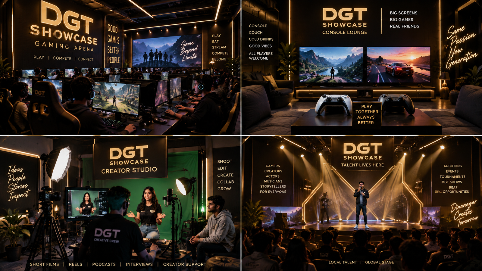 DGT Showcase gaming, creator studio and talent hub